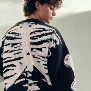 edgy skeleton knit sweater youthful & urban chic 7046