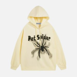 edgy smoke spider hoodie   youthful urban streetwear 5601