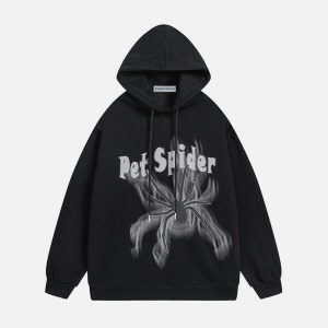 edgy smoke spider hoodie   youthful urban streetwear 7354