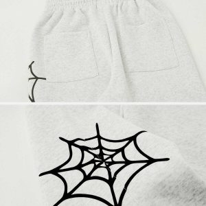 edgy spider web sweatpants   youthful urban streetwear 2283