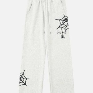 edgy spider web sweatpants   youthful urban streetwear 7175