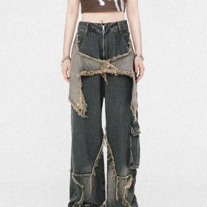 edgy star patchwork jeans with distressed detail 1631