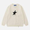 edgy star pattern zip sweater   youthful urban appeal 5509