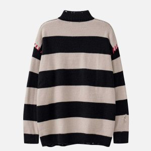 edgy striped distressed sweater urban chic trendsetter 2018
