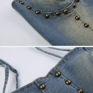 edgy studded denim camis top   youthful & chic appeal 2502
