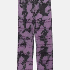 edgy tie dye jeans with frayed panels youthful appeal 5056