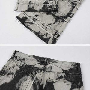 edgy tie dye jeans with frayed panels youthful appeal 8025