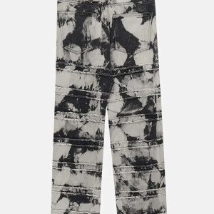 edgy tie dye jeans with frayed panels youthful appeal 8159