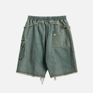 edgy washed fringe jorts for a bold streetwear look 8191