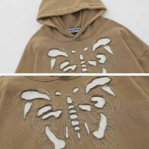 edgy washed skeleton butterfly hoodie   y2k streetwear gem 4166