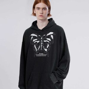 edgy washed skeleton butterfly hoodie   y2k streetwear gem 5112
