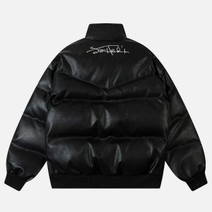 edgy zip up leather coat urban & youthful fashion staple 4280