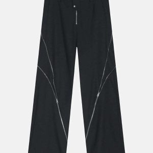 edgy zipup split pants sleek design & urban appeal 2636