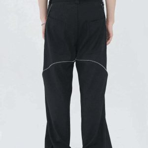 edgy zipup split pants sleek design & urban appeal 4043