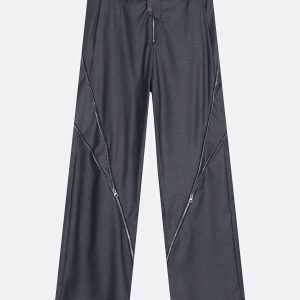 edgy zipup split pants sleek design & urban appeal 8769