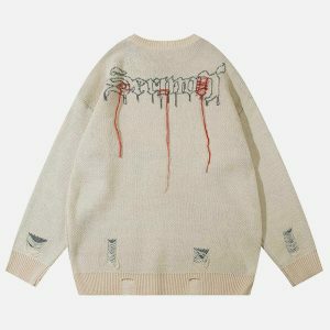 electric skeleton sweater distressed & youthful edge 6249