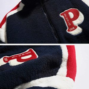 embroidered 'p' sherpa coat iconic 3d design & comfort 2163
