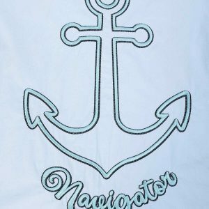 embroidered anchor tee retro nautical style 7193