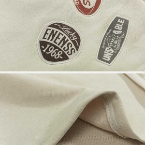 embroidered badge shorts urban streetwear 6682