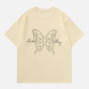 embroidered butterfly tee   chic & youthful streetwear essential 5889