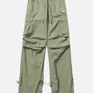 embroidered cargo pants sleek wrinkle design urban chic 2348