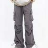 embroidered cargo pants sleek wrinkle design urban chic 2386
