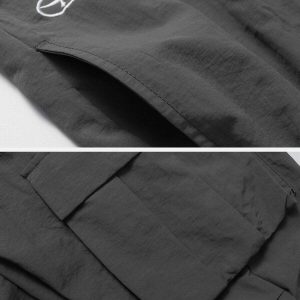 embroidered cargo pants sleek wrinkle design urban chic 4224