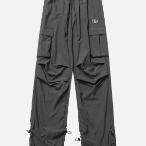 embroidered cargo pants sleek wrinkle design urban chic 8331