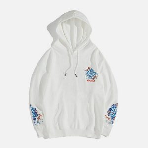 embroidered carp hoodie urban streetwear 3939