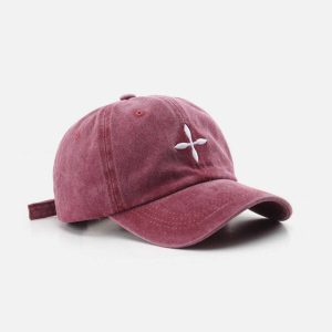 embroidered crucifix cap   chic & youthful streetwear 2729