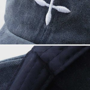 embroidered crucifix cap   chic & youthful streetwear 4222