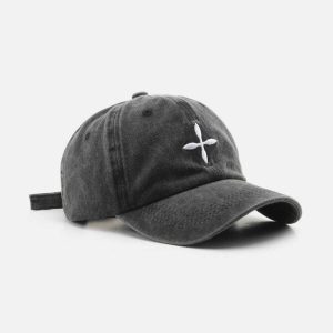 embroidered crucifix cap   chic & youthful streetwear 4323