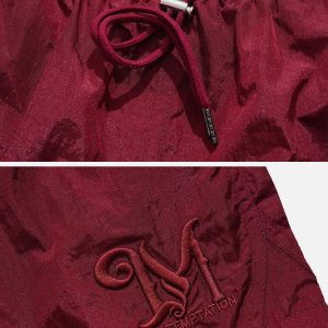 embroidered drawstring shorts youthful urban trend 1033