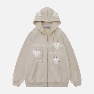 embroidered ghost cat hoodie   chic & youthful appeal 8927