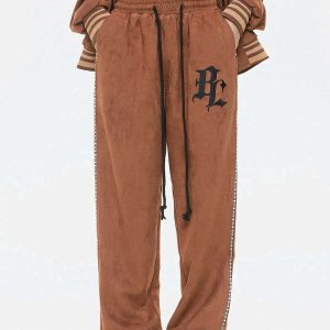 embroidered gothic letter pants   bold & crafted streetwear 2918