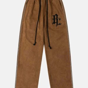 embroidered gothic letter pants   bold & crafted streetwear 6659
