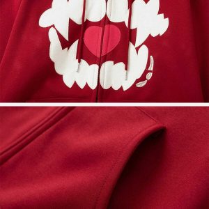 embroidered heart hoodie   chic & youthful streetwear 5377