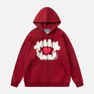 embroidered heart hoodie   chic & youthful streetwear 7722