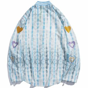 embroidered heart shirt distressed look youthful edge 2354