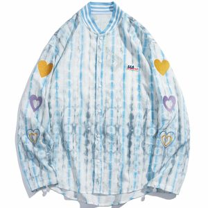 embroidered heart shirt distressed look youthful edge 5564