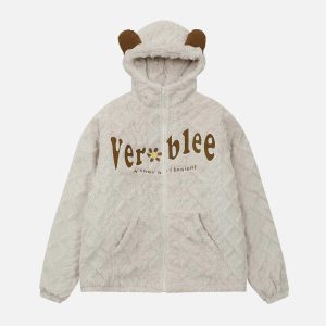 embroidered letter sherpa coat iconic & cozy streetwear 4666