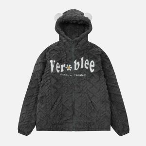 embroidered letter sherpa coat iconic & cozy streetwear 7114