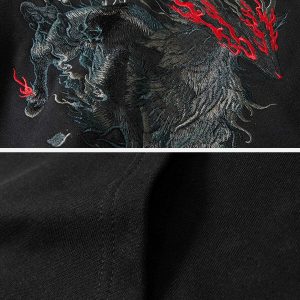 embroidered mythical beast hoodie   urban & iconic style 8832