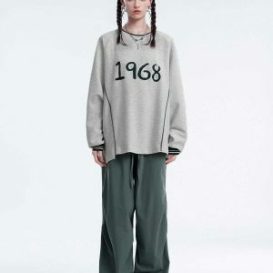 embroidered number sweatshirt urban chic & edgy 6538