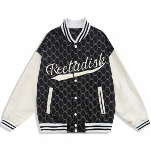 embroidered patchwork varsity jacket iconic letter design 5613