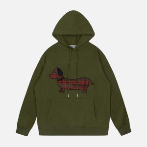 embroidered plaid dog hoodie   chic & youthful petwear 3562