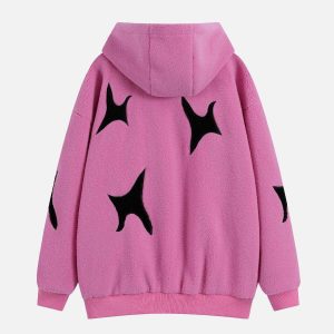 embroidered polar fleece hoodie   chic & youthful comfort 7833