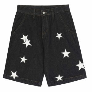 embroidered star shorts   youthful & chic streetwear staple 5746