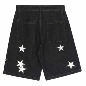 embroidered star shorts   youthful & chic streetwear staple 8378