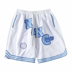 embroidered stripe shorts with drawstring youthful appeal 7835